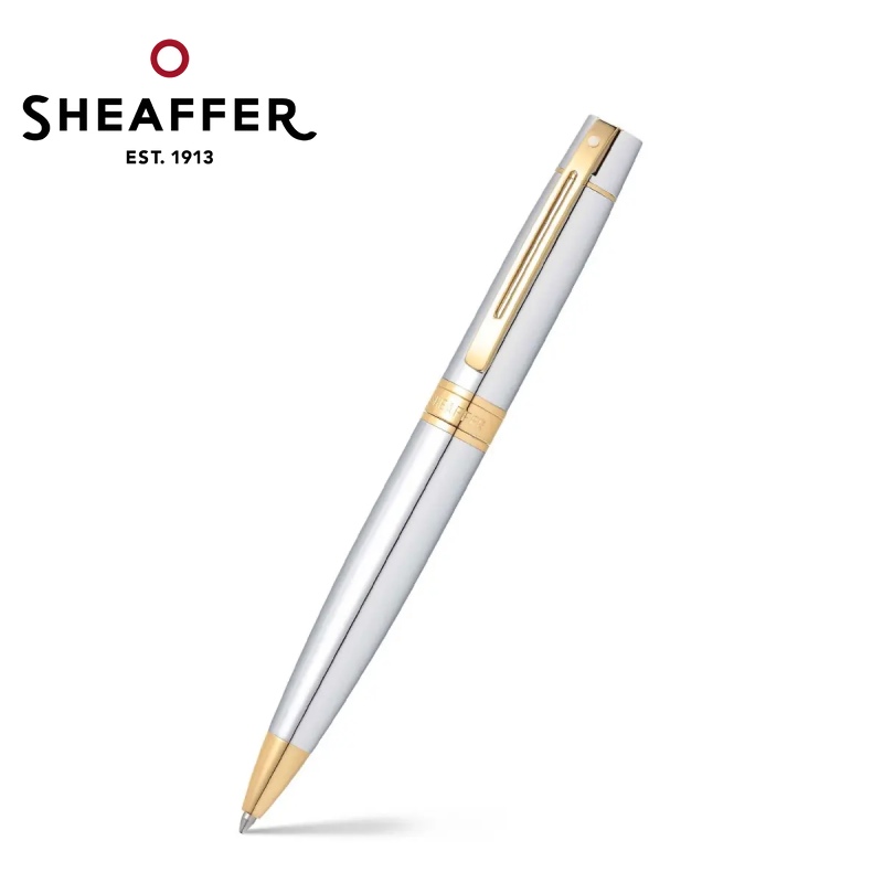 免費客製化刻字【Sheaffer】300銀桿金夾原子筆 SFE2934251✿50B003